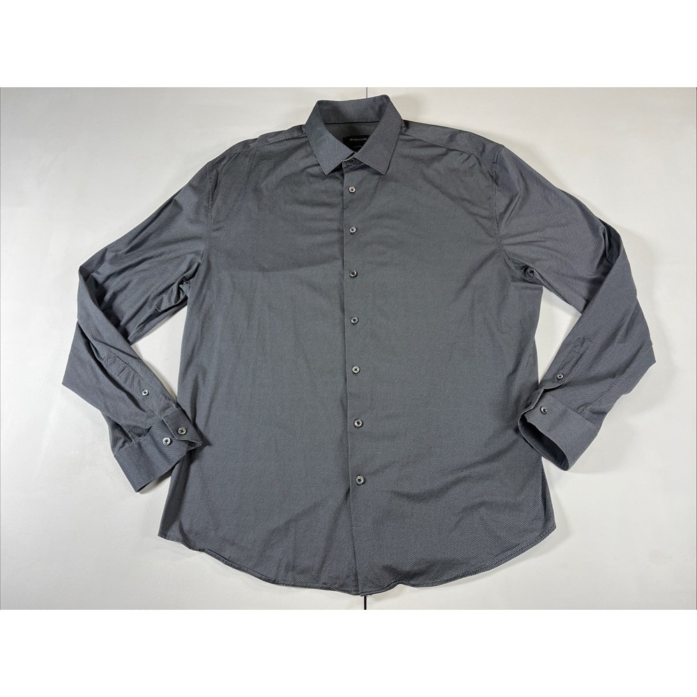 Bugatchi Shirt 8-Way Stretch Striped Button Up Long Sleeve Men's 3XL